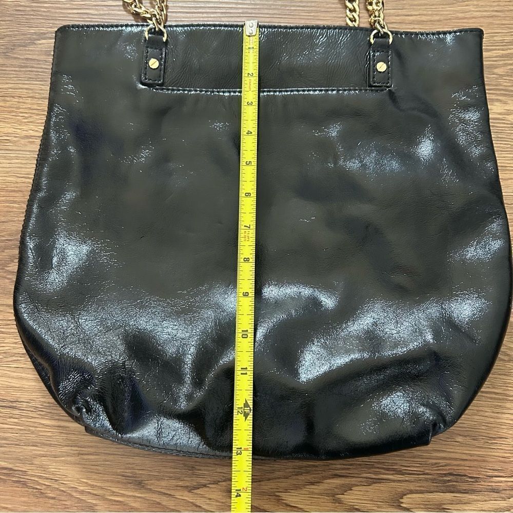 MICHAEL KORS black gold shoulder bag purse tote - Picture 8 of 11